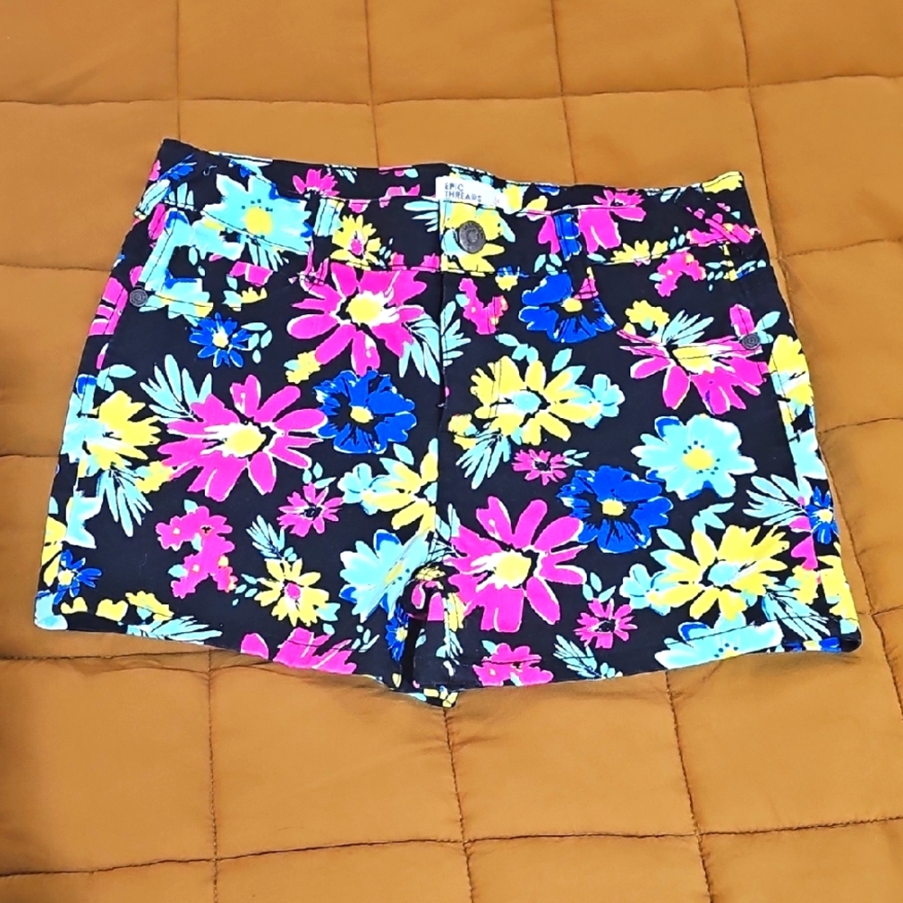 Epic Threads by Macy's Girls Black Floral Shorts sz 14